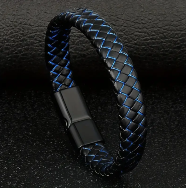 Blue Leather Bracelet